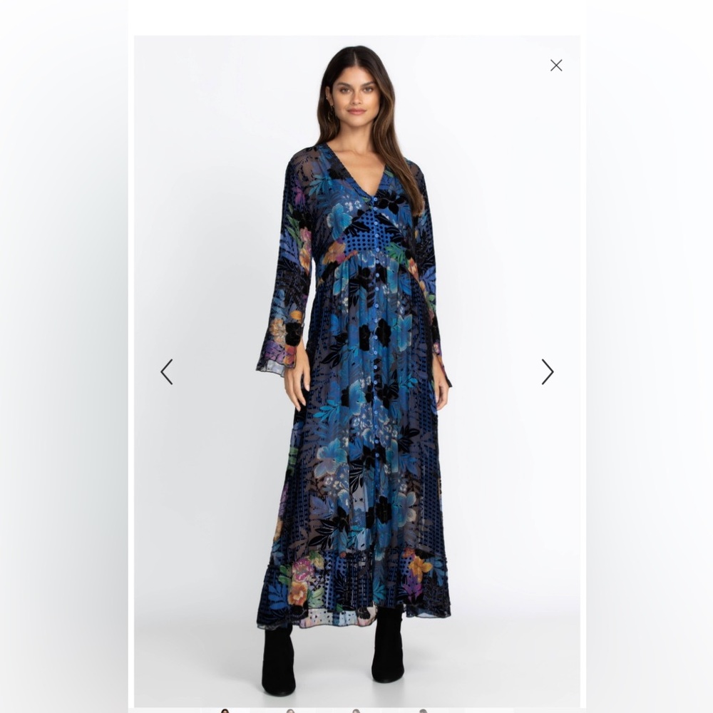 Johnny Was Floral Blue Dress